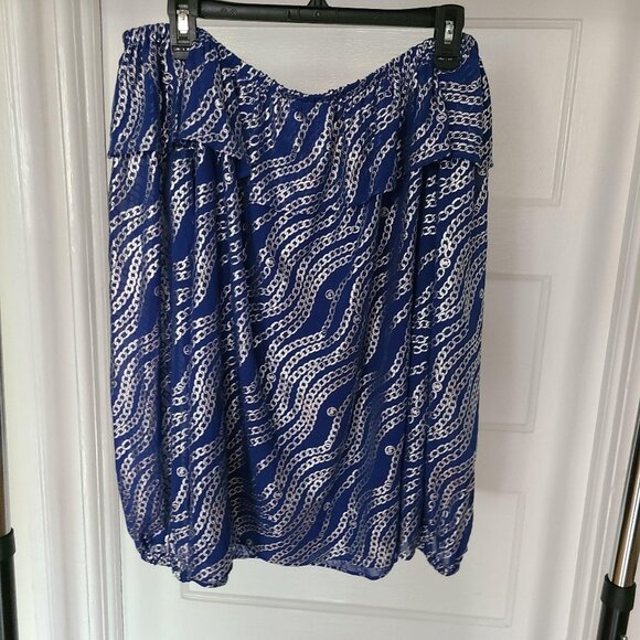 MICHAEL Michael Kors Tops - Michael Michael Kors Metallic Chain Link Print Off the Shoulder Ruffle Top XXL